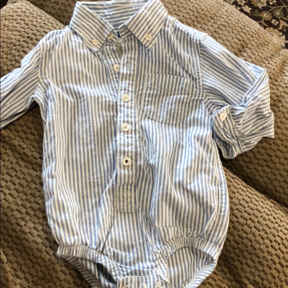 Striped button down onesie